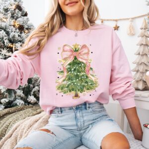 vintage christmas t shirt for women featuring a christmas tree bow design and comfortable fit for holiday celebrations oc9fe scaled