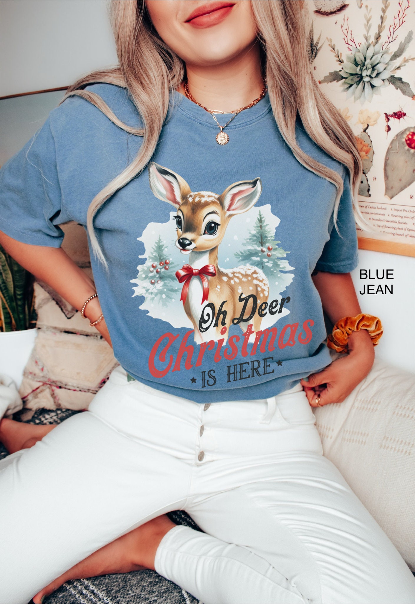 vintage christmas t shirt for women featuring retro reindeer design oversized comfort colors tee for holiday celebrations teay5