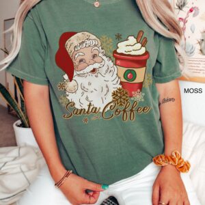 vintage christmas t shirt for women featuring santa and coffee design ideal for coffee lovers holiday apparel 94qfi