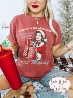 Vintage Christmas T Shirt Funny Retro Design Comfort Colors Oversized Tee for Holiday Shopping and Festive Gatherings
