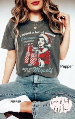 Vintage Christmas T Shirt Funny Retro Design Oversized Comfort Colors Tee for Holiday Shopping and Festive Celebrations