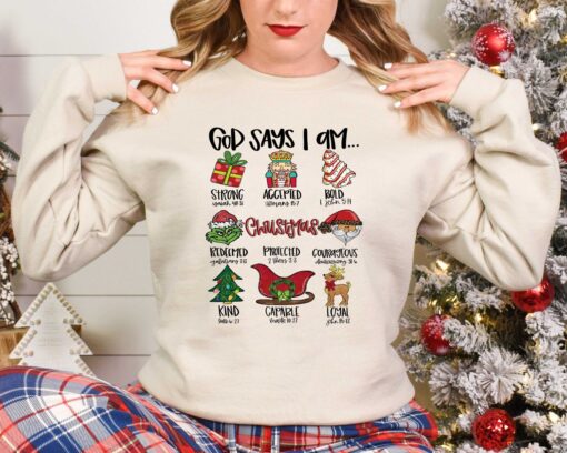 vintage christmas t shirt god says i am christmas christian jesus tee with bible verse design for holiday celebrations cg50p scaled