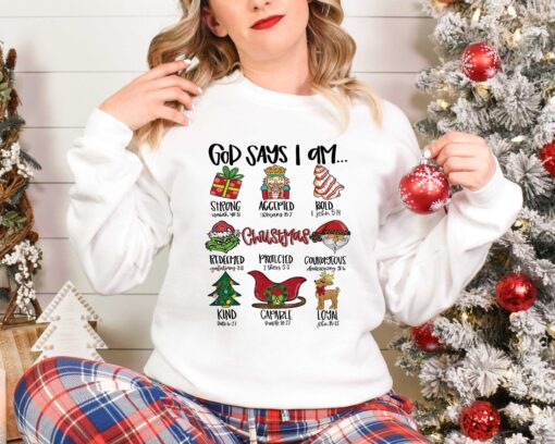 vintage christmas t shirt god says i am christmas christian jesus tee with bible verse design for holiday celebrations gx5b2 scaled