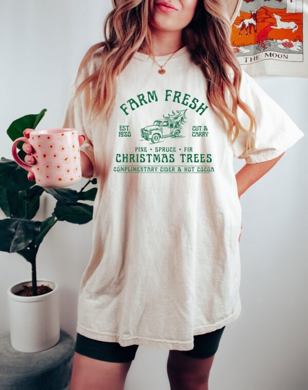 vintage christmas t shirt groovy farm fresh trees design for family matching winter apparel with pine spruce fir graphics be2ir scaled