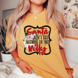 vintage christmas t shirt groovy santa aint got nothing on this belly funny xmas shirt for pregnancy announcement and moms to be esphd scaled