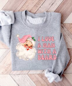 vintage christmas t shirt i love a man with a beard funny santa design pink sweatshirt for women holiday apparel dpwlz scaled