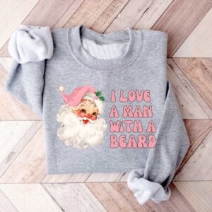 vintage christmas t shirt i love a man with a beard funny santa design pink sweatshirt for women holiday apparel dpwlz scaled