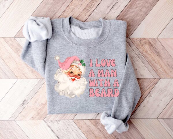 vintage christmas t shirt i love a man with a beard funny santa design pink sweatshirt for women holiday apparel dpwlz scaled