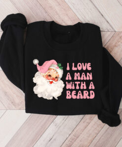 vintage christmas t shirt i love a man with a beard funny santa design pink sweatshirt for women holiday apparel f44yl scaled