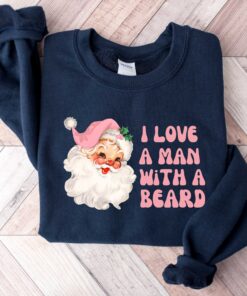 vintage christmas t shirt i love a man with a beard funny santa design pink sweatshirt for women holiday apparel ldmnf scaled