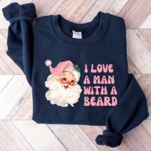 vintage christmas t shirt i love a man with a beard funny santa design pink sweatshirt for women holiday apparel ldmnf scaled