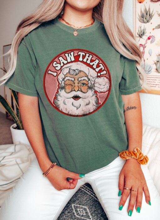 vintage christmas t shirt i saw that santa retro design funny santa shirt for holiday celebrations and festive gatherings kio9m