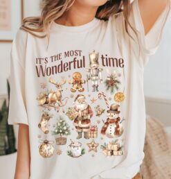 Vintage Christmas T Shirt Its the Most Wonderful Time Rustic Retro Design Comfortable Colors Holiday Tee