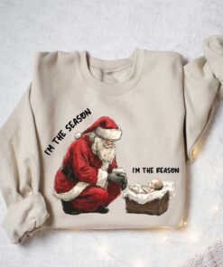 vintage christmas t shirt jesus is the reason for the season sweatshirt comfortable holiday apparel with santa and jesus design 9edxd