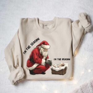 vintage christmas t shirt jesus is the reason for the season sweatshirt comfortable holiday apparel with santa and jesus design 9edxd