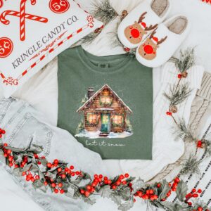 vintage christmas t shirt let it snow design with merry and bright theme for holiday celebrations and winter events lkvdp