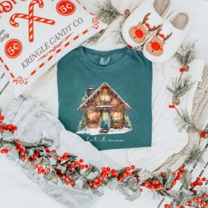 vintage christmas t shirt let it snow design with merry and bright theme for holiday celebrations and winter events oxuvn