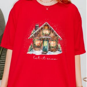 vintage christmas t shirt let it snow design with merry and bright theme for holiday celebrations and winter events pdpnw