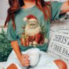 vintage christmas t shirt meowy catmas tee oversized comfort colors cat santa claus design for cat lovers and matching pjs wlhrr scaled