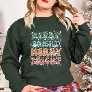 vintage christmas t shirt merry and bright design with christmas tree graphic for holiday celebrations and festive gatherings hhkr6 scaled