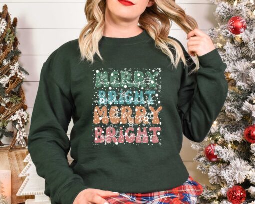 vintage christmas t shirt merry and bright design with christmas tree graphic for holiday celebrations and festive gatherings hhkr6 scaled