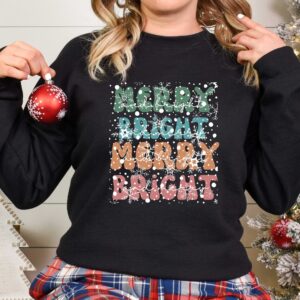 vintage christmas t shirt merry and bright design with christmas tree graphic for holiday celebrations and festive gatherings pqjcu scaled