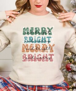 vintage christmas t shirt merry and bright design with christmas tree graphic for holiday celebrations and festive gatherings zh2vl scaled