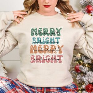 vintage christmas t shirt merry and bright design with christmas tree graphic for holiday celebrations and festive gatherings zh2vl scaled