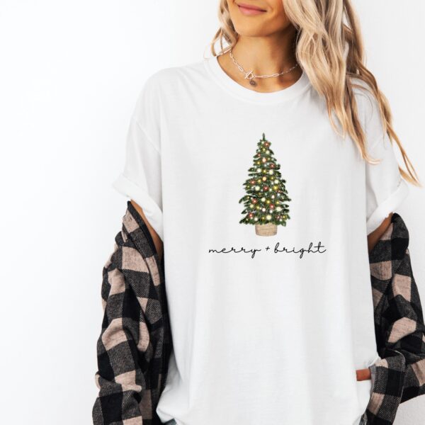 vintage christmas t shirt merry and bright design with christmas tree graphic for holiday celebrations and winter gatherings ocvyy scaled