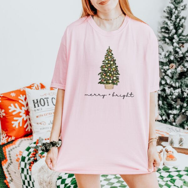 vintage christmas t shirt merry and bright design with christmas tree graphic for holiday celebrations and winter gatherings tfhwo scaled