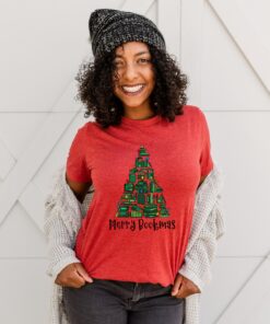 vintage christmas t shirt merry bookmas tee for book lovers featuring librarian design ideal for holiday parties and festive gatherings hxvto