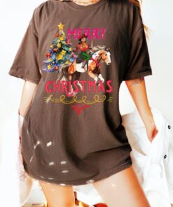 vintage christmas t shirt merry christmas cowgirl graphic tee retro western design for cowboy christmas celebrations 5gx9o