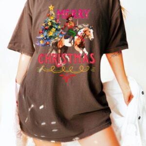 vintage christmas t shirt merry christmas cowgirl graphic tee retro western design for cowboy christmas celebrations 5gx9o