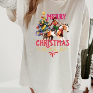 vintage christmas t shirt merry christmas cowgirl graphic tee retro western design for cowboy christmas celebrations hypnb