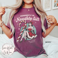 vintage christmas t shirt naughty list design funny retro holiday top oversized comfort colors tee for trendy xmas celebrations pwdmv