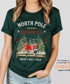 vintage christmas t shirt north pole laundry design with retro santa graphic for unique holiday style bqjwh scaled