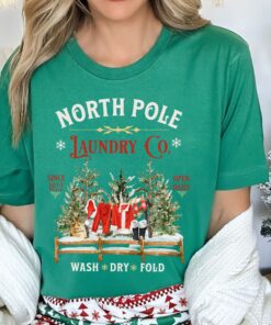 vintage christmas t shirt north pole laundry design with retro santa graphic for unique holiday style k3dbf scaled