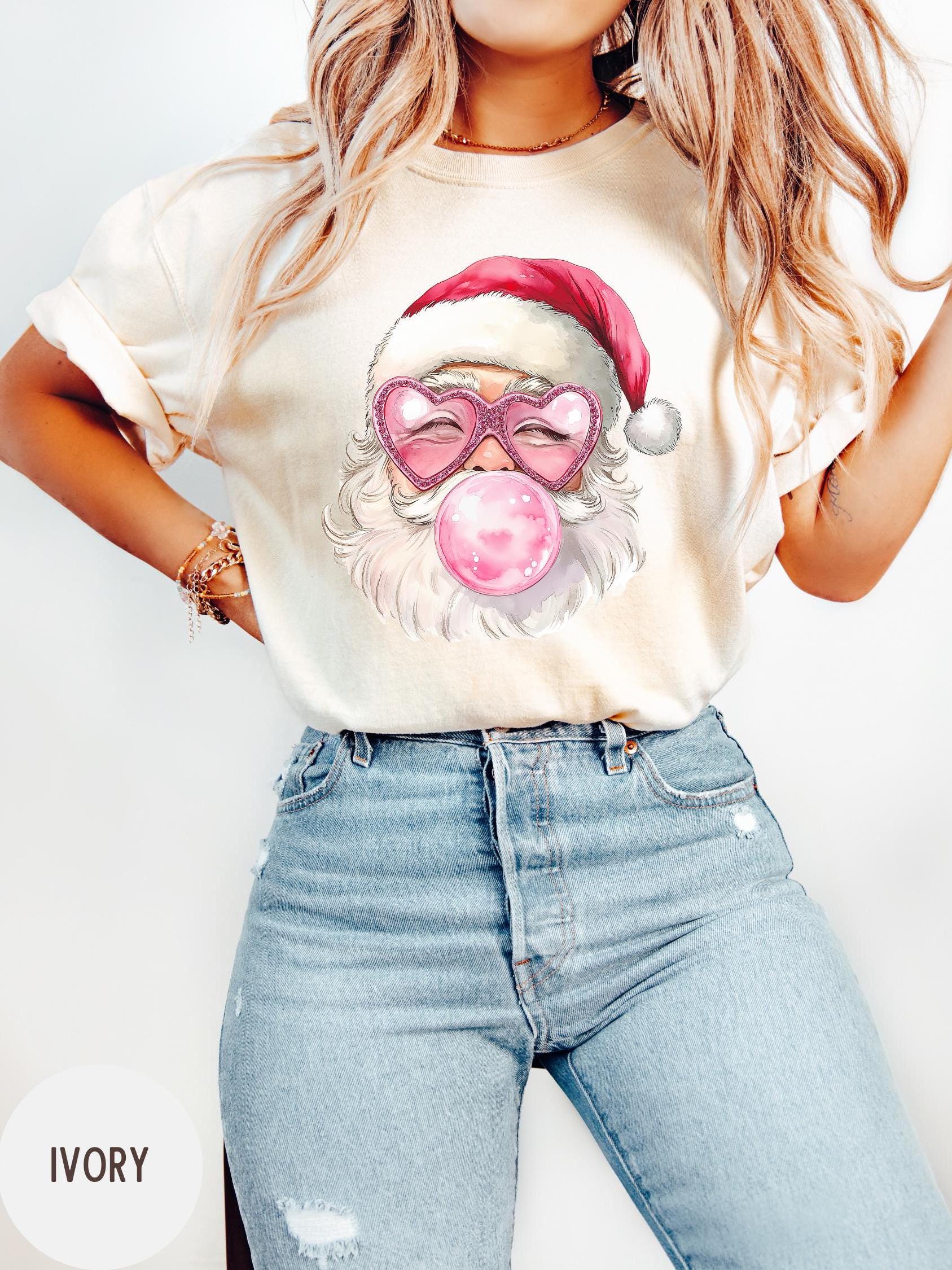 Vintage Christmas T Shirt Pink Santa Retro Tee for Women Comfort Colors Crewneck Holiday Design Ideal for Family Gatherings and Parties 2 vintage christmas t shirt pink santa retro tee for women comfort colors crewneck holiday design ideal for family gatherings and parties lubkj