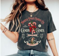 Vintage Christmas T Shirt Retro Candy Cane Design Comfort Colors North Pole Theme for Festive Holiday Celebrations