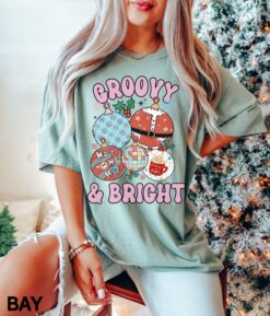Vintage Christmas T Shirt Retro Design Funny Holiday Apparel in Comfort Colors Groovy Bright Style for Unique Seasonal Wear