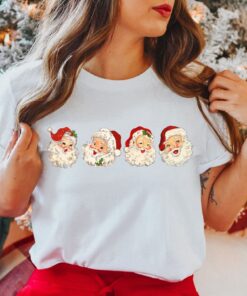 vintage christmas t shirt retro santa claus design comfortable fit for holiday celebrations ideal for women e7kuj