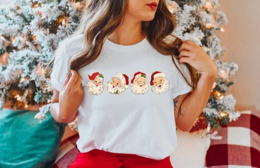 vintage christmas t shirt retro santa claus design comfortable fit for holiday celebrations ideal for women e7kuj