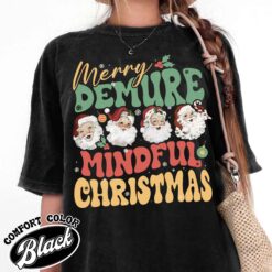 Vintage Christmas T Shirt Santa Clause Design for Women Mindful Style Merry Christmas Theme