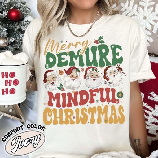 vintage christmas t shirt santa clause design for women mindful style merry christmas theme