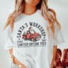 vintage christmas t shirt santas workshop retro design holiday apparel for women uu5c6