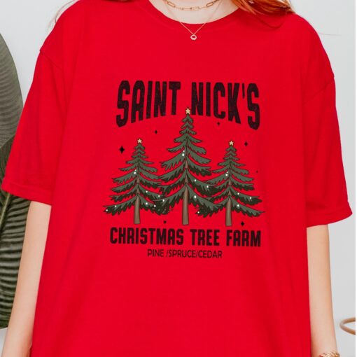 vintage christmas t shirt st nicks tree farm design soft comfortable tee for holiday celebrations and winter outfits 4pr9m scaled