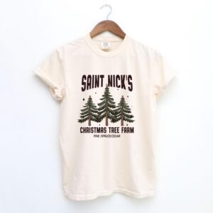 vintage christmas t shirt st nicks tree farm design soft comfortable tee for holiday celebrations and winter outfits mumfd