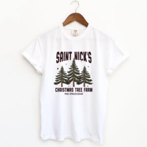 vintage christmas t shirt st nicks tree farm design soft comfortable tee for holiday celebrations and winter outfits ydxdk