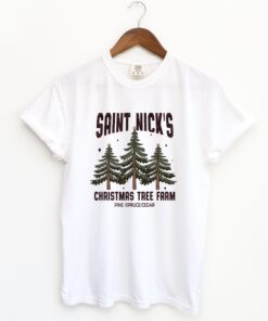 vintage christmas t shirt st nicks tree farm design soft comfortable tee for holiday celebrations and winter outfits ydxdk scaled