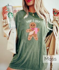 vintage christmas t shirt sugar and spice crewneck funny gingerbread design trendy holiday apparel for festive celebrations 3cqbz